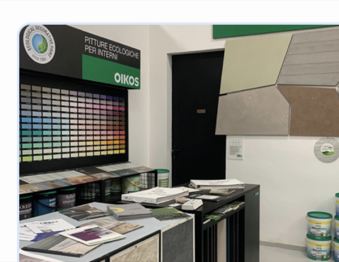 Color Mundi Gubbio showroom with colour palette wall