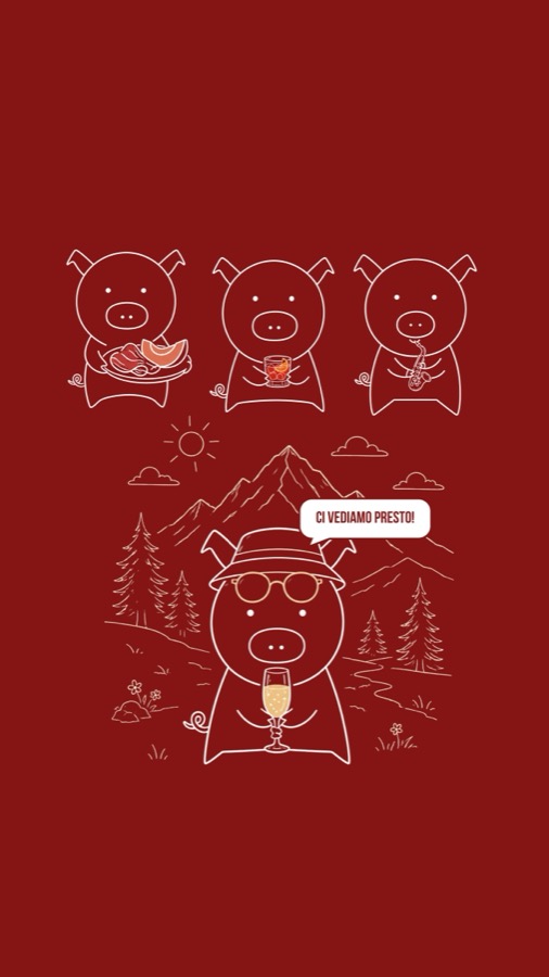 Daje Degustazioni line-art pig mascot illustration