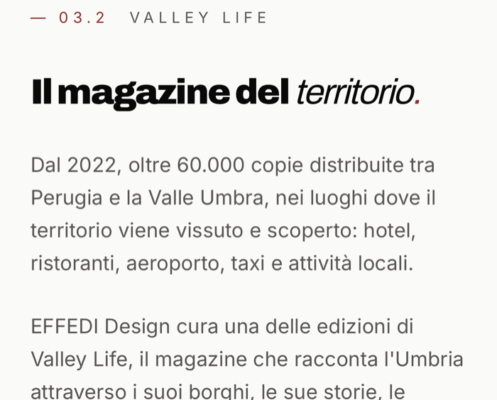 Effedi Valley Life magazine feature
